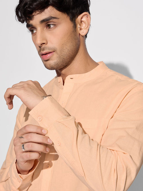 Cotton Linen: Soft Peach Cotton Linen Shirts