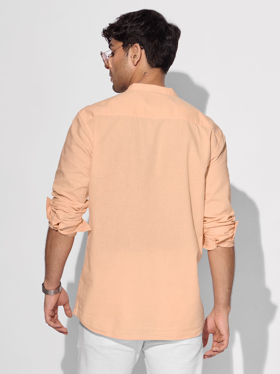 Cotton Linen: Soft Peach Cotton Linen Shirts