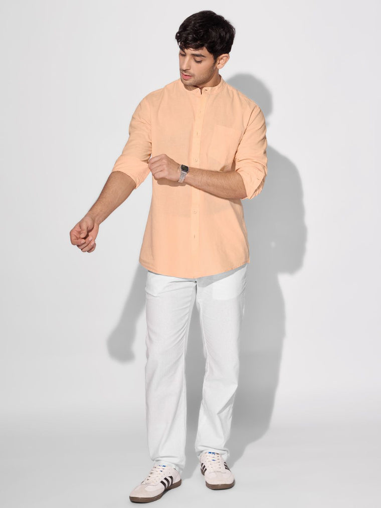 Cotton Linen: Soft Peach Cotton Linen Shirts