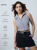 Zipper Top: Light Grey Women Fashion Tops