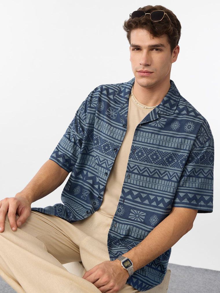 Jacquard: Aztec Drift Oversized Shirts