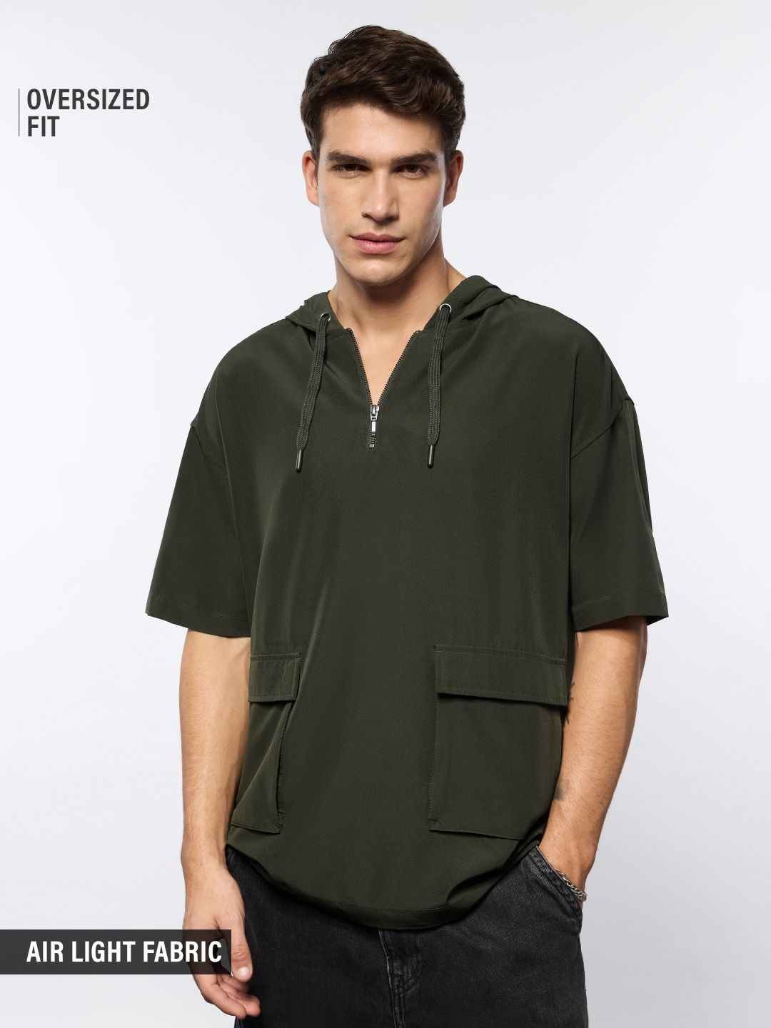 Hooded T-shirt: Dark Olive Hooded T-Shirts