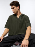 Hooded T-shirt: Dark Olive Hooded T-Shirts