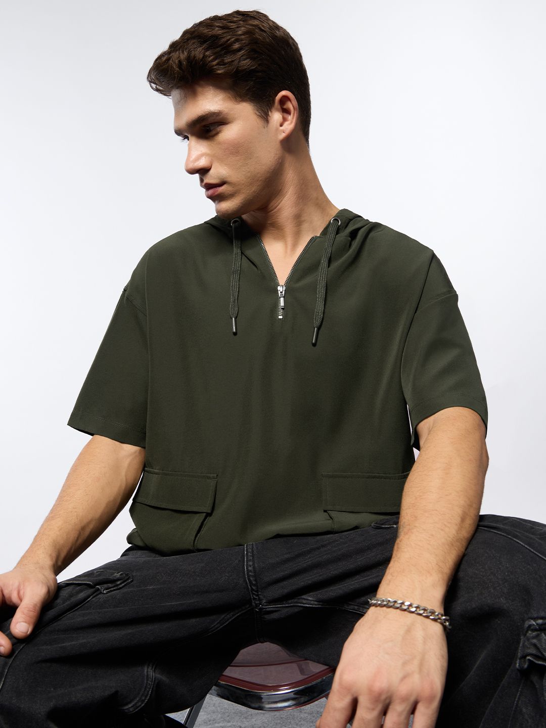 Hooded T-shirt: Dark Olive Hooded T-Shirts