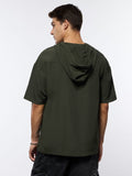 Hooded T-shirt: Dark Olive Hooded T-Shirts