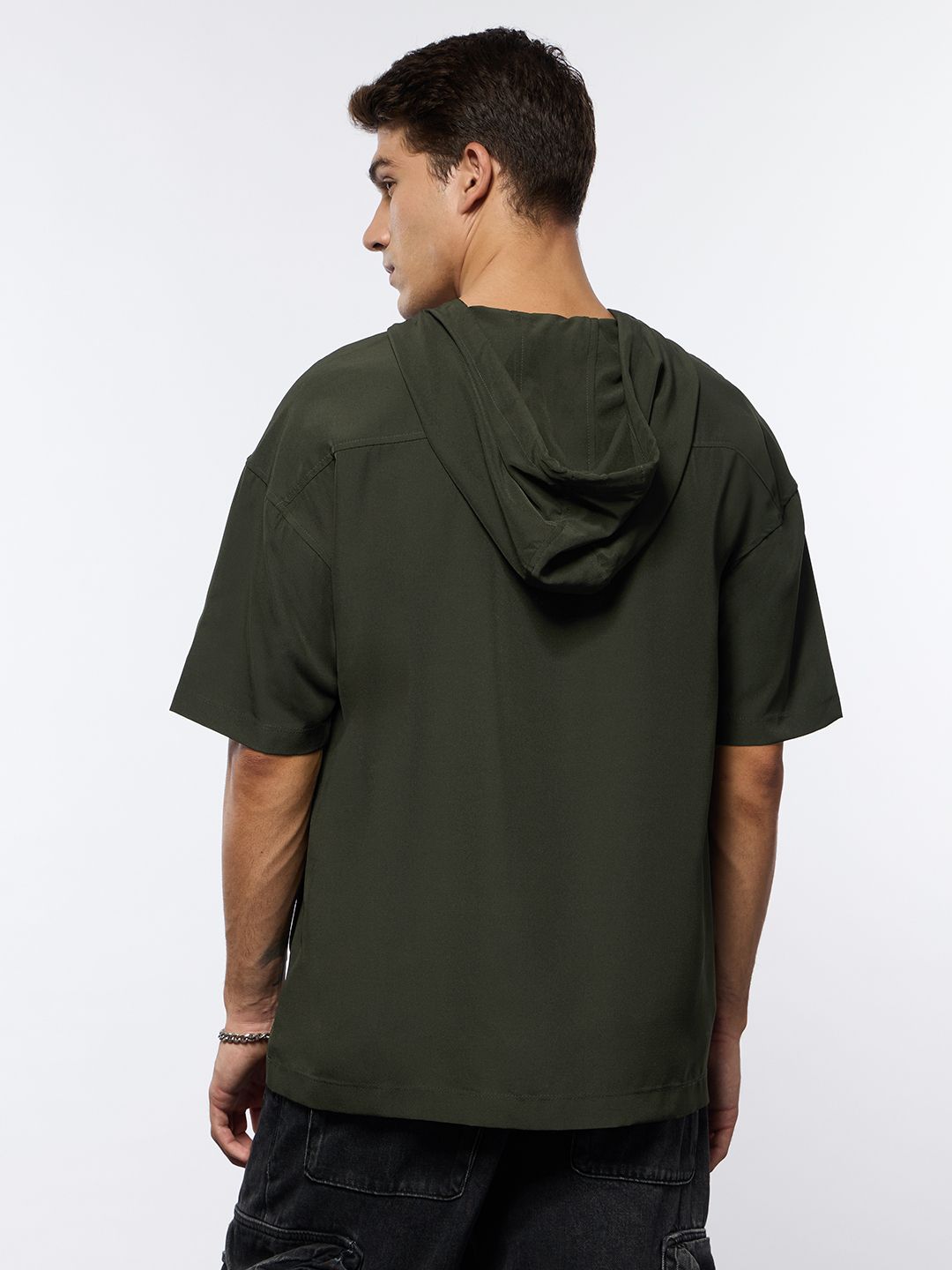 Hooded T-shirt: Dark Olive Hooded T-Shirts