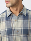 Cotton Linen Checks: Blue Topaz Cotton Linen Shirts