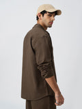 Cotton Linen Utility: Mocha Men Utility Shirts