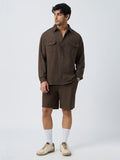 Cotton Linen Utility: Mocha Men Utility Shirts