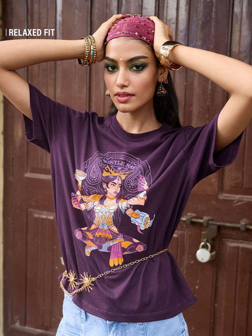 Desi Rebel: Hustle Nari Women Relaxed T-Shirts