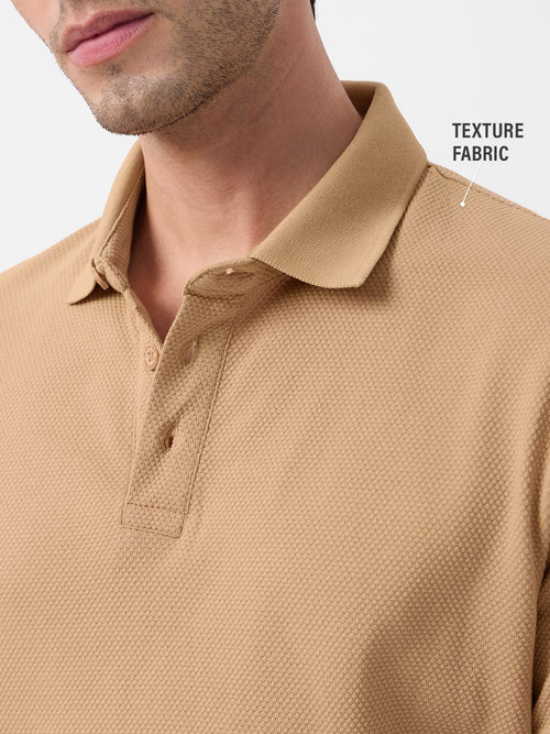 Popcorn: Beige Textured Polos