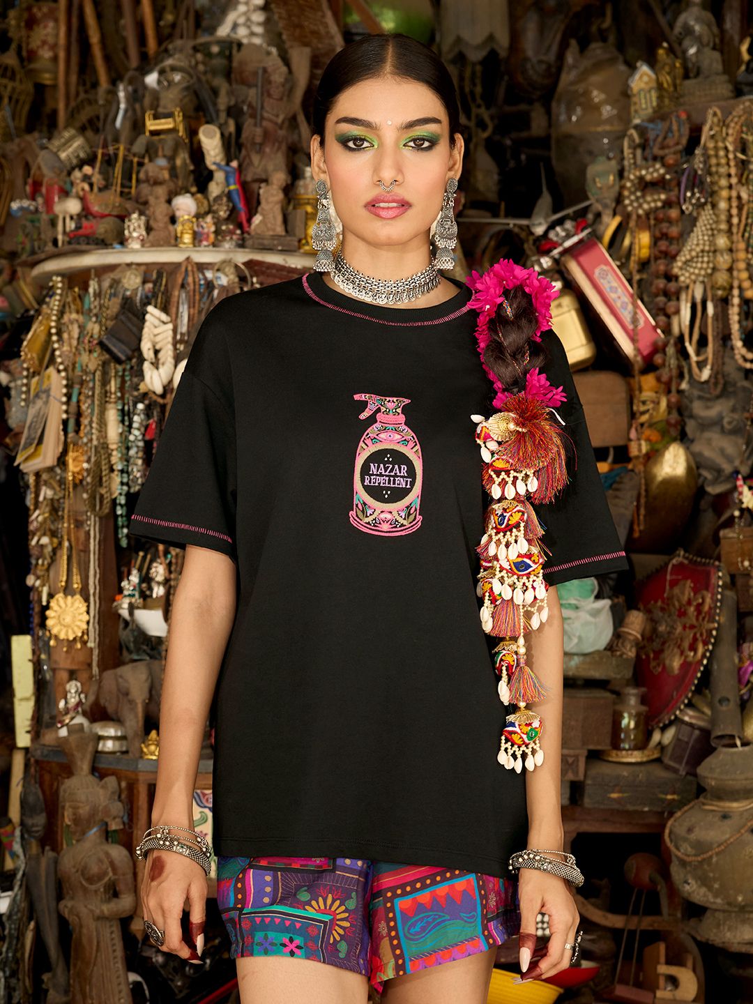Desi Rebel: Nazar Repellent Women Oversized T-Shirts
