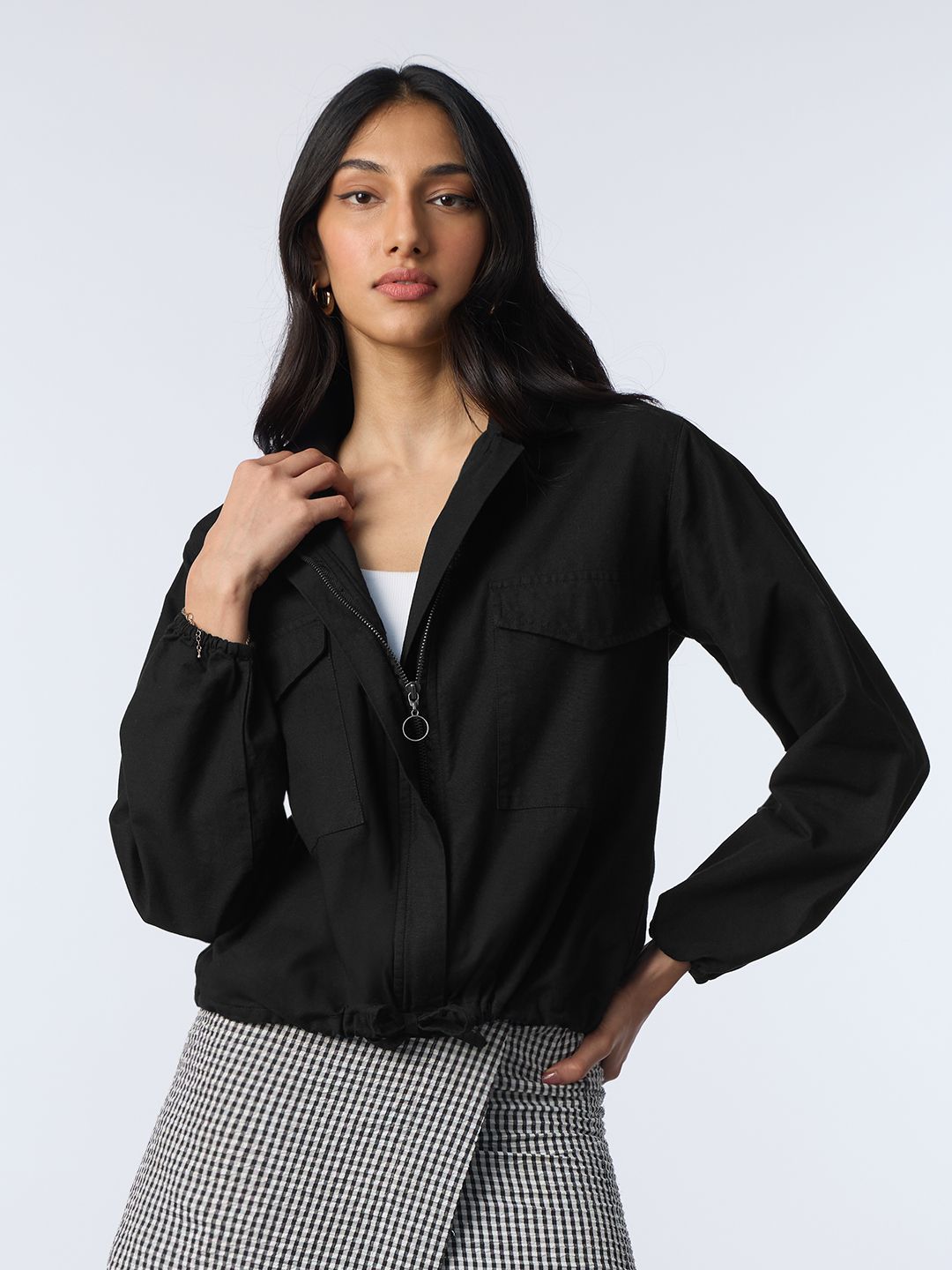 Cotton Linen Shacket: Carbon Black Women Shackets