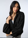 Cotton Linen Shacket: Carbon Black Women Shackets