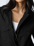 Cotton Linen Shacket: Carbon Black Women Shackets