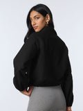 Cotton Linen Shacket: Carbon Black Women Shackets