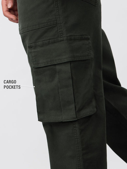 Cargo Jeans: Dark Moss Men Cargo Jeans