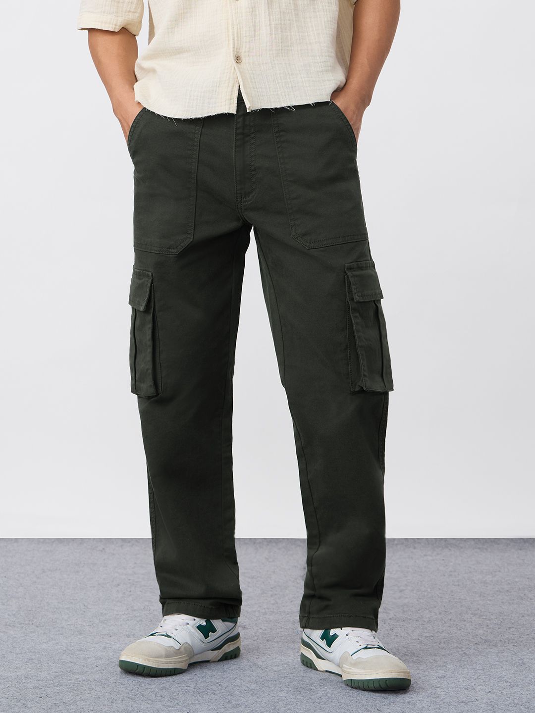 Cargo Jeans: Dark Moss Men Cargo Jeans