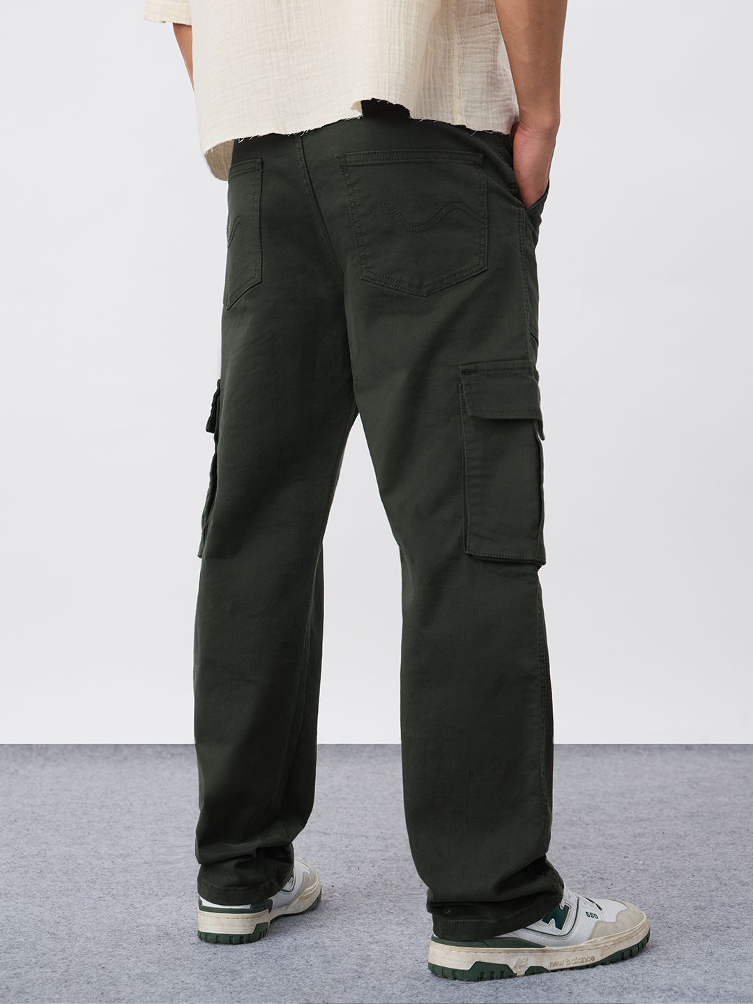 Cargo Jeans: Dark Moss Men Cargo Jeans