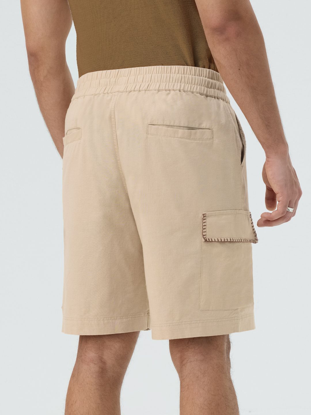 Cotton Linen Utility: Sand Dune Men Bermuda Shorts