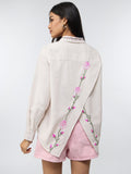 Cotton Linen Shirt: Roses Women Oversized Shirts