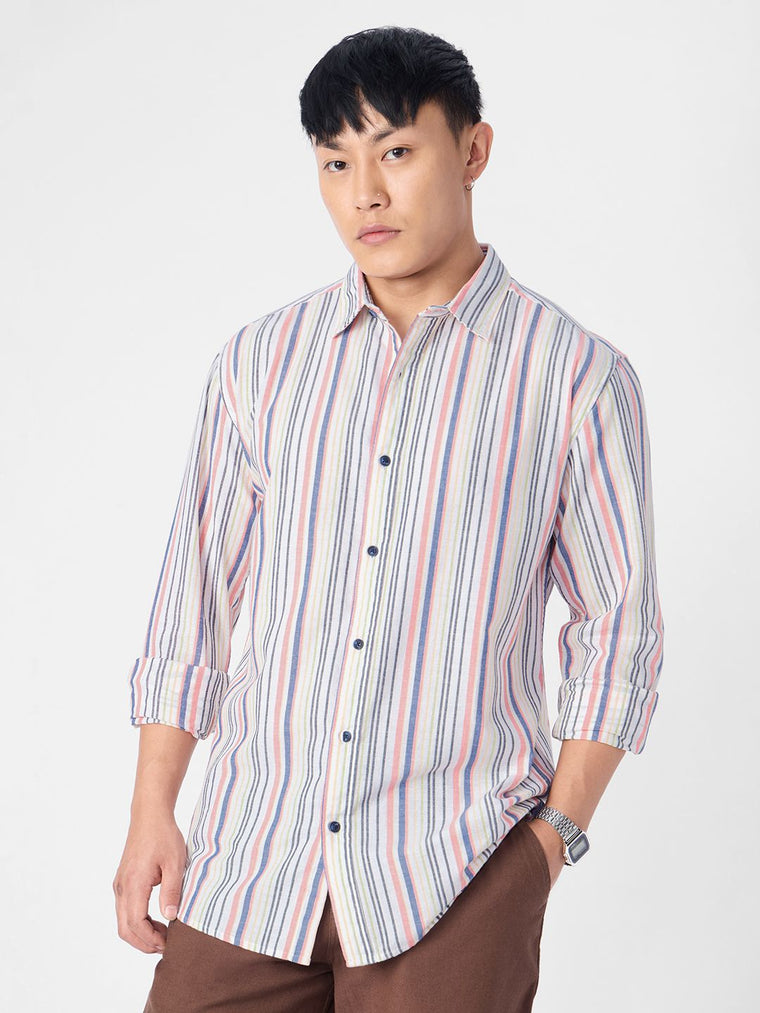 Cotton Linen Stripes: Prism Cotton Linen Shirts