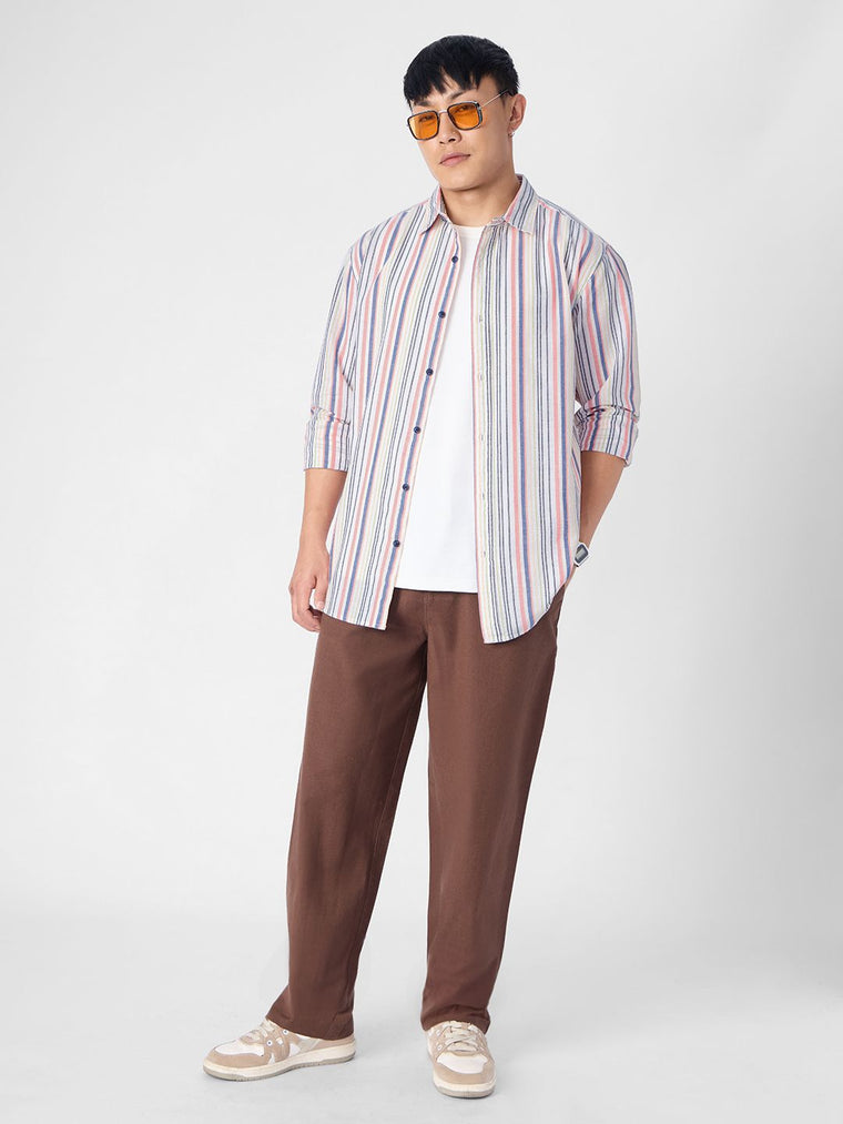 Cotton Linen Stripes: Prism Cotton Linen Shirts