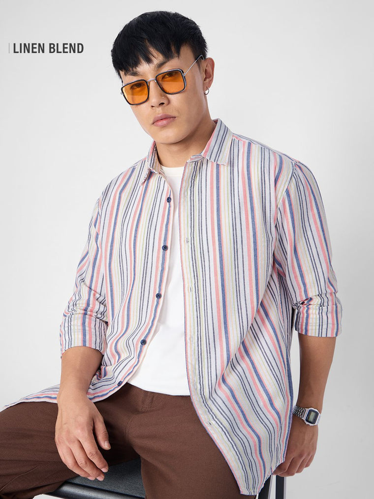 Cotton Linen Stripes: Prism Cotton Linen Shirts