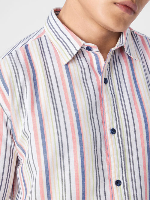Cotton Linen Stripes: Prism Cotton Linen Shirts
