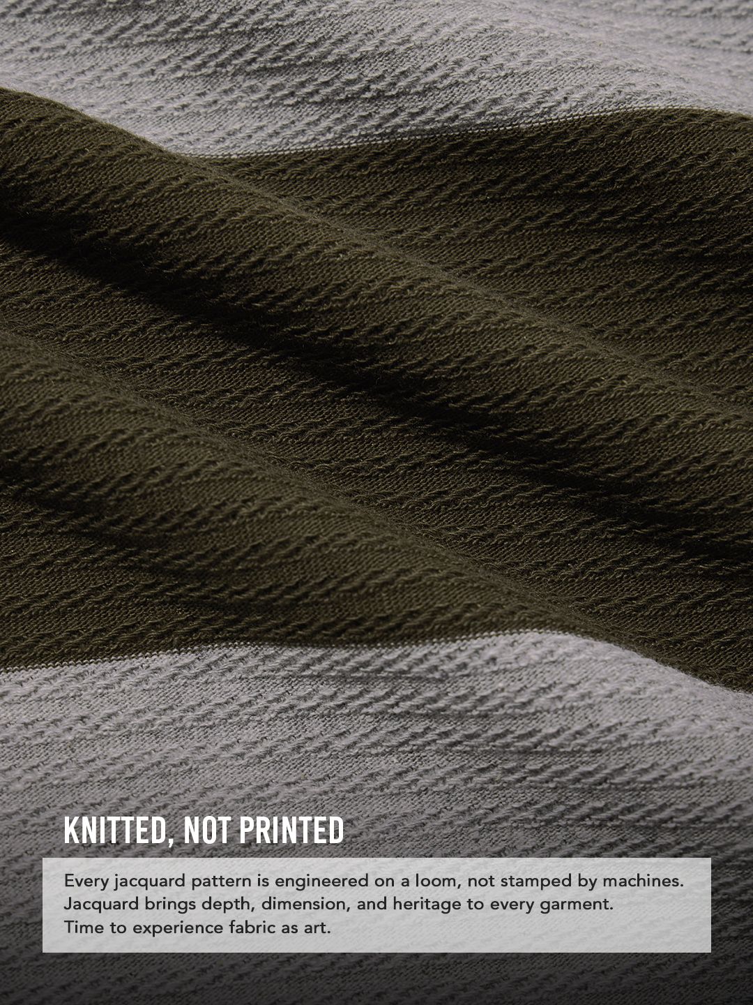 Jacquard Textured Stripes Polo: Olive Oversized Polos