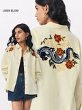 Cotton Linen Shirt: Dragon Women Oversized Shirts