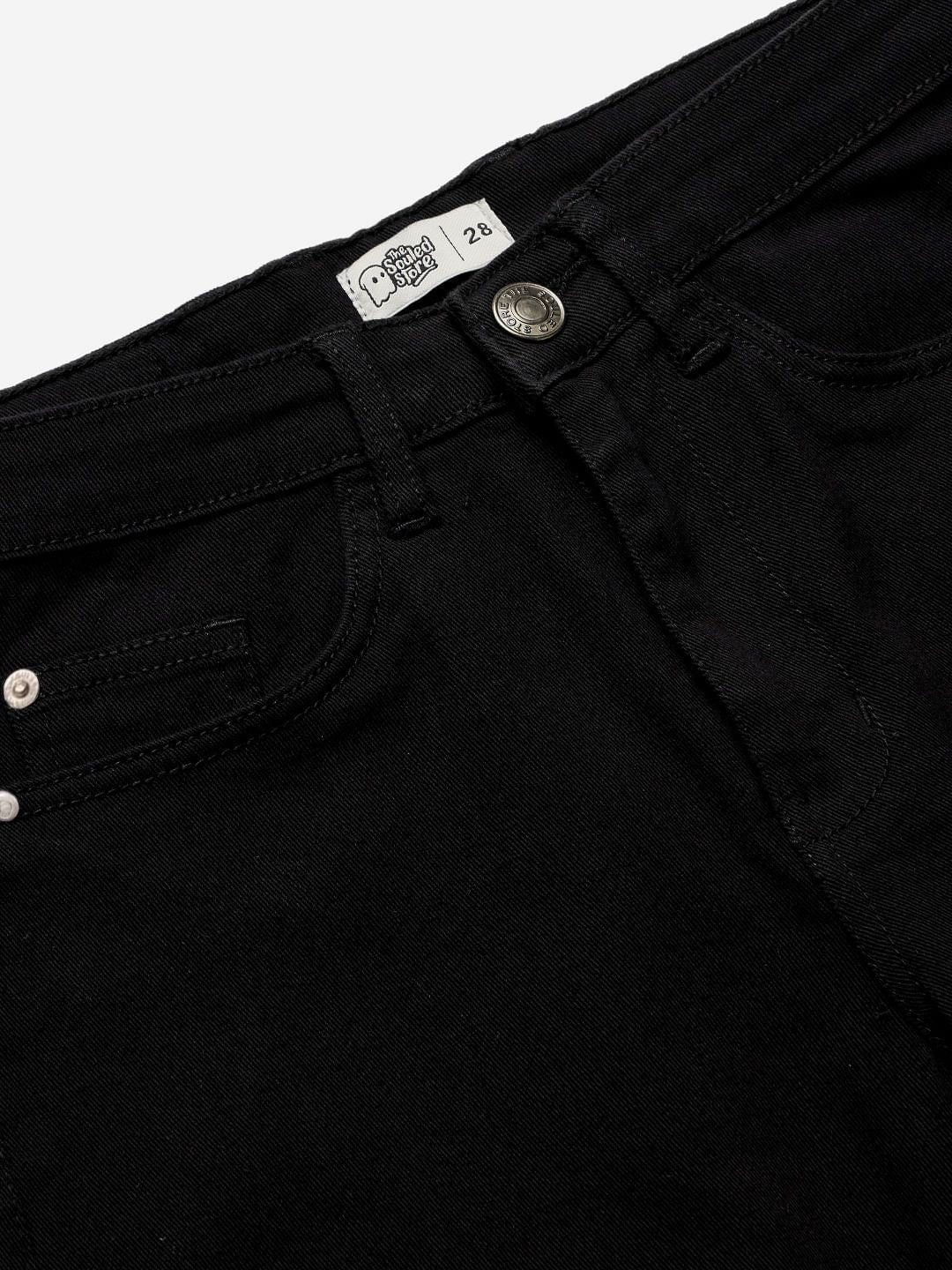 Solids: Black (Straight Fit) Men Straight Fit Jeans