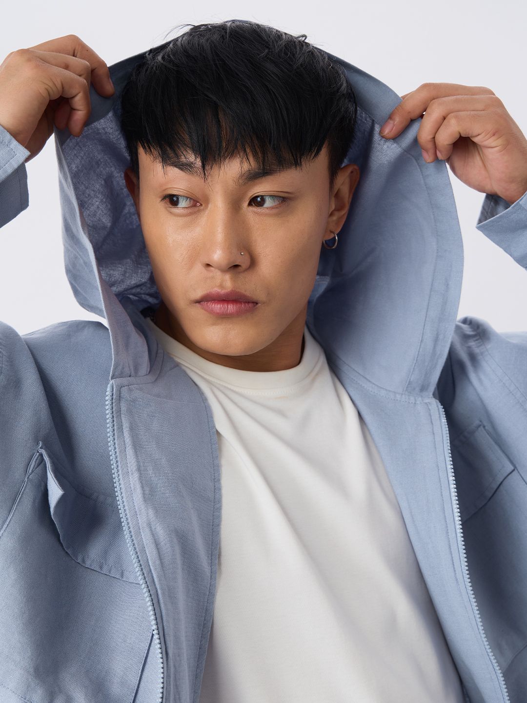 Cotton Linen Hoodie: Cloudy Overshirts