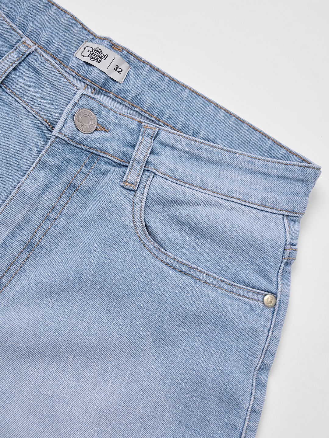 Solids: Mid Blue Wash (Straight Fit) Men Straight Fit Jeans