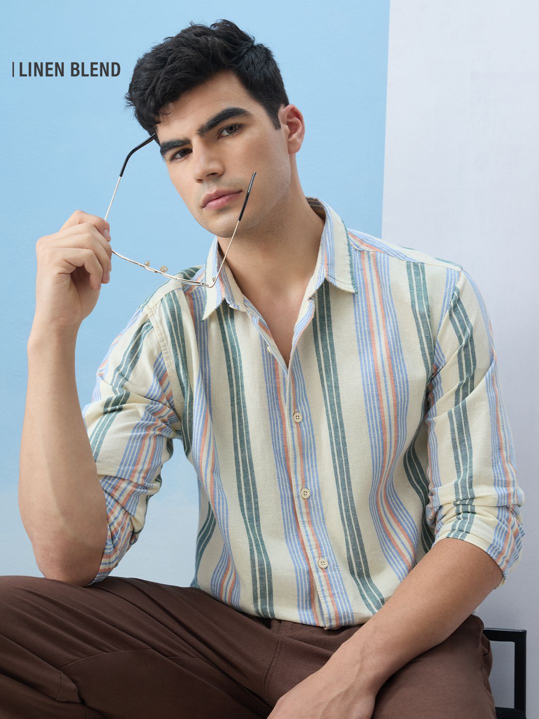 Cotton Linen Stripes: Sunset Lines Cotton Linen Shirts