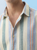 Cotton Linen Stripes: Sunset Lines Cotton Linen Shirts