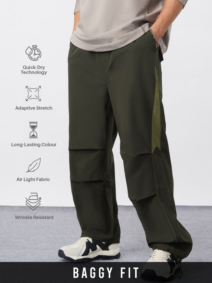 Parachute Pants: Kale Green Men Parachute Pants