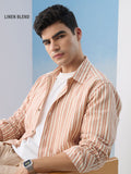 Cotton Linen Stripes: Apricot Cotton Linen Shirts