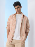 Cotton Linen Stripes: Apricot Cotton Linen Shirts