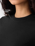 Ribbed T-shirt: Black Women Fitted T-Shirts