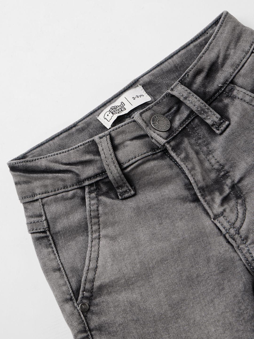 Solids: Grey Boys Denim Cargo Pants (2-8 Yrs)