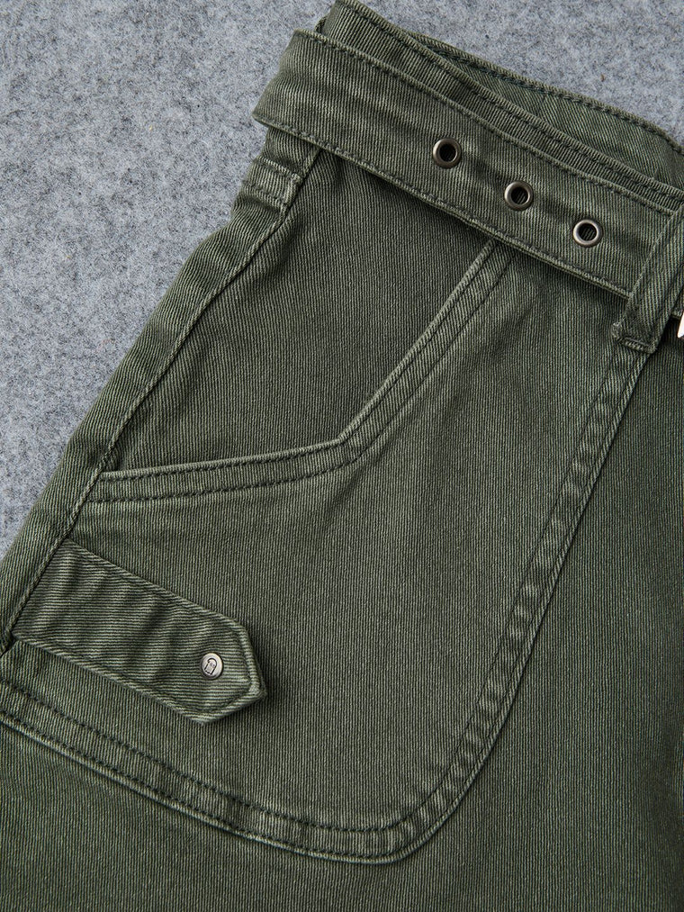 Denim Shorts: Fern Green Women Denim Shorts
