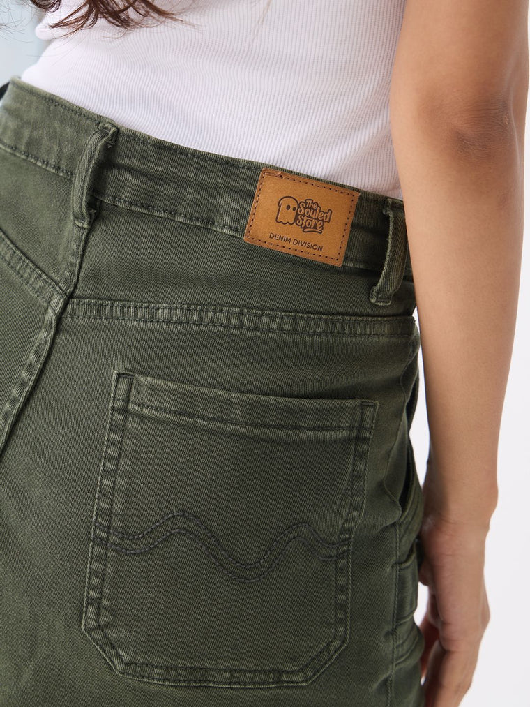 Denim Shorts: Fern Green Women Denim Shorts