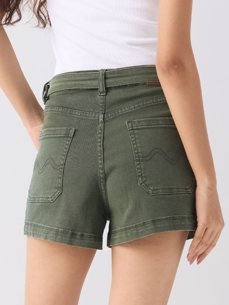 Denim Shorts: Fern Green Women Denim Shorts