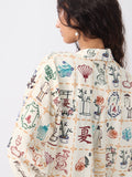Textured Shirt: Mahjong Tiles Women Oversized Shirts