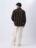 Plaid: Black & Brown Men Utility Shirts