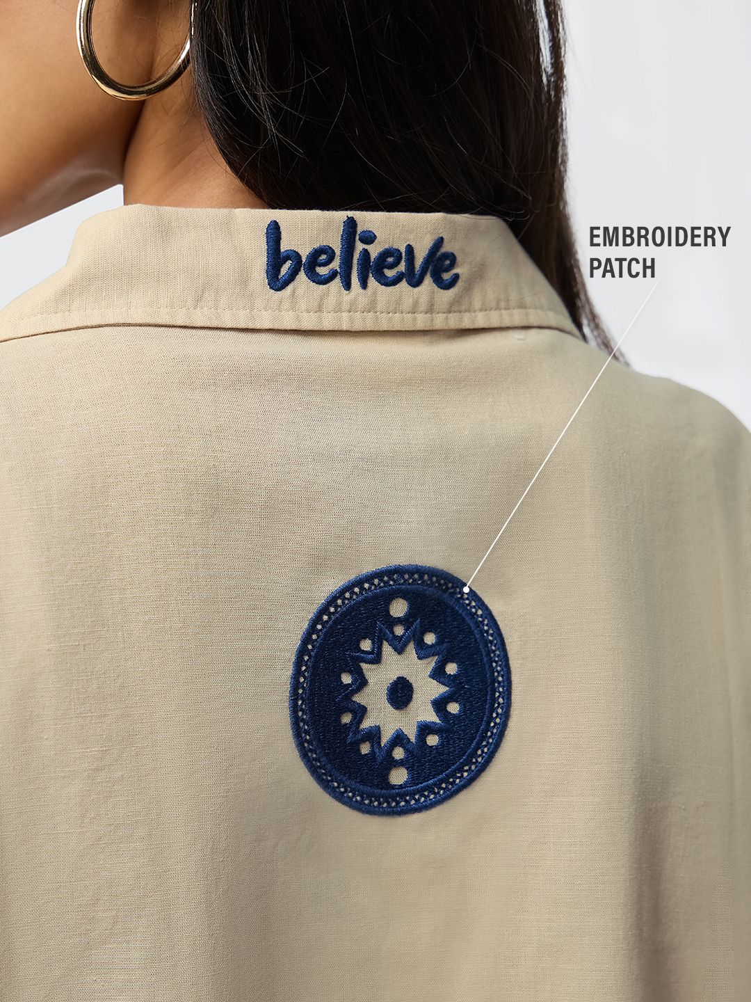 Cotton Linen Shirt: Believe Women Holiday Shirts
