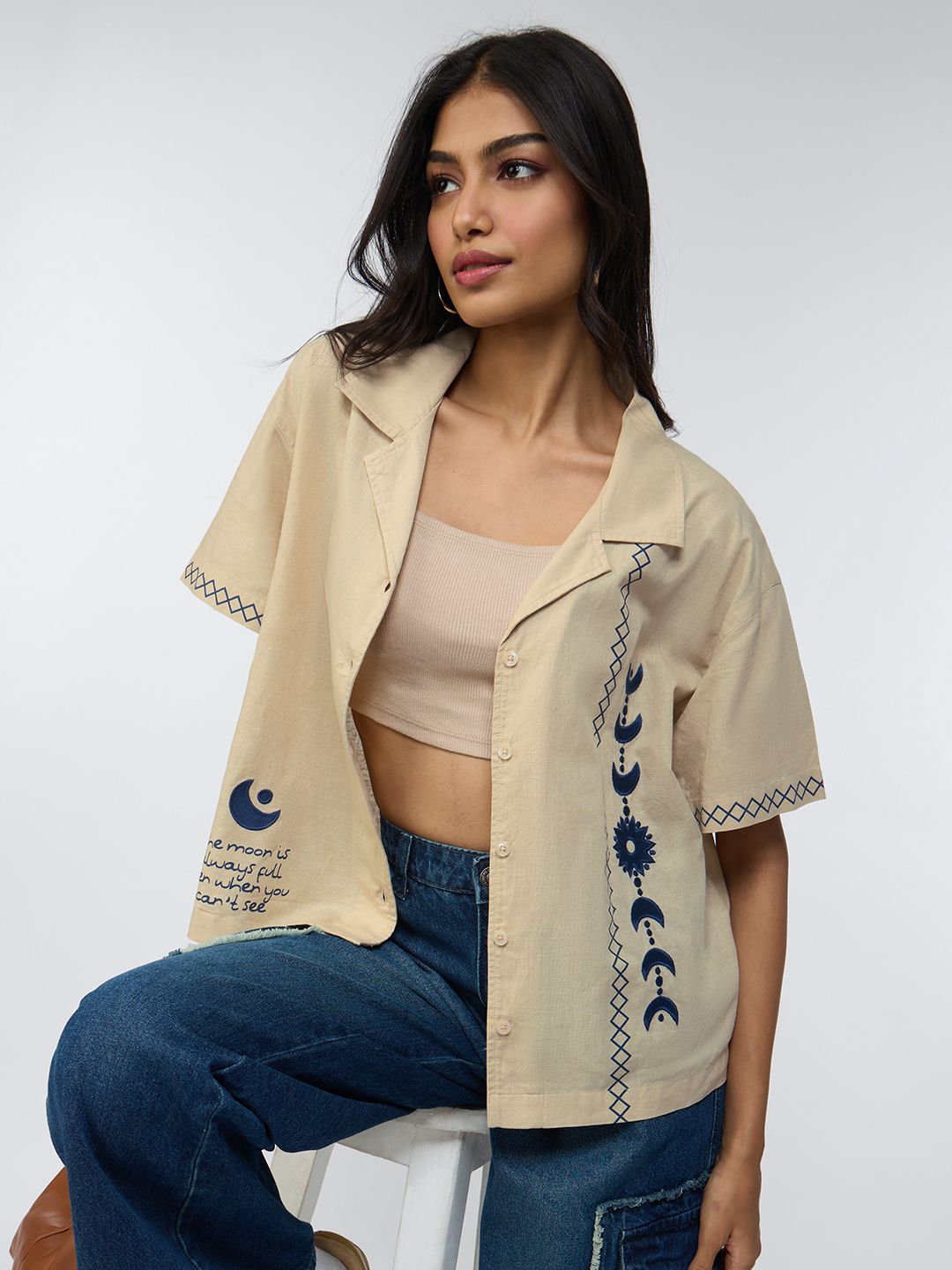 Cotton Linen Shirt: Believe Women Holiday Shirts
