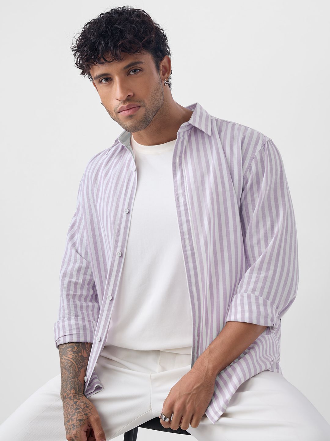 Cotton Linen Stripes: Moonlit Cotton Linen Shirts