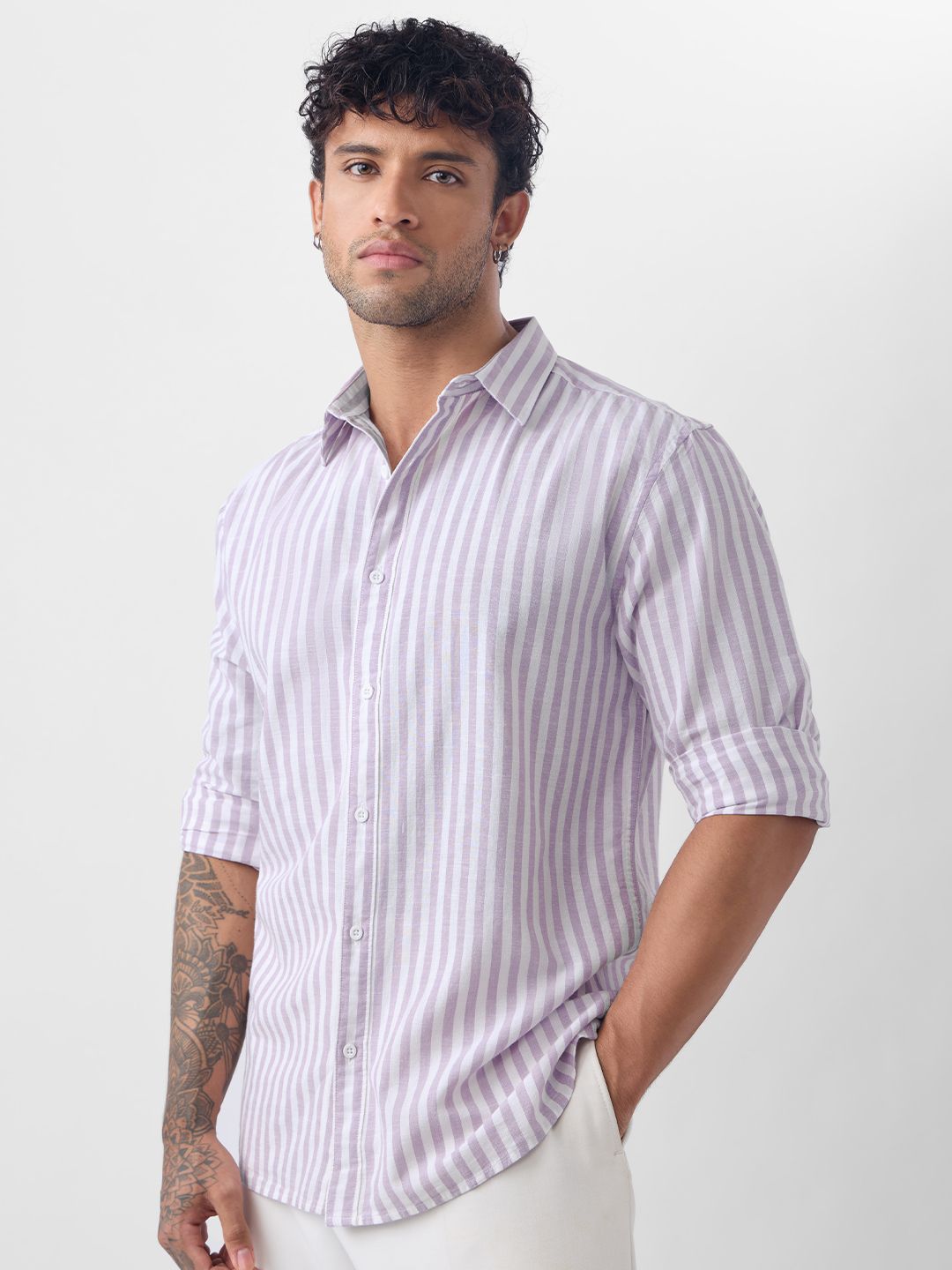Cotton Linen Stripes: Moonlit Cotton Linen Shirts